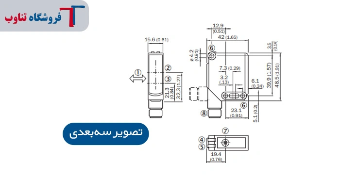 نمای شماتیک و تصویر سه بعدی سنسور WTF11-2P2431